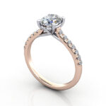 Oval Cut Solitaire Accent Diamond Ring Rose Gold RSA44 3D
