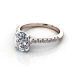 Oval Cut Solitaire Accent Diamond Ring Rose Gold RSA44 LF