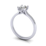 Oval Cut Solitaire Accent Diamond Ring White Gold RSA1 3D