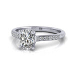 Oval Cut Solitaire Accent Diamond Ring White Gold RSA1 LF