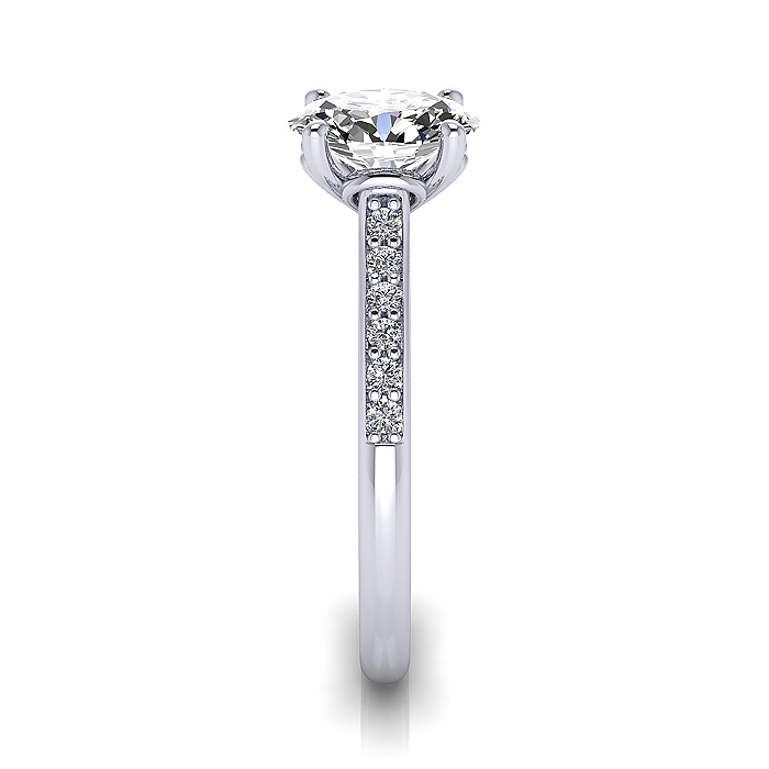 Oval Cut Solitaire Accent Diamond Ring White Gold RSA1 SV