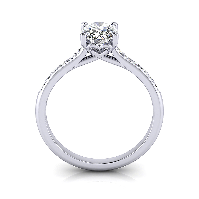 Oval Cut Solitaire Accent Diamond Ring White Gold RSA1 TF