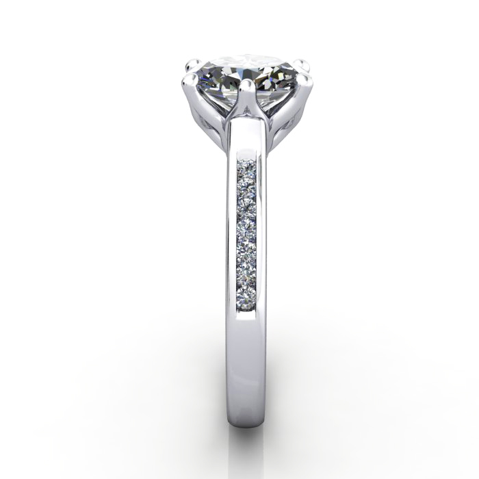 Oval Cut Solitaire Accent Diamond Ring White Gold RSA3 SV