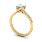 Oval Cut Solitaire Accent Diamond Ring Yellow Gold RSA1 3D