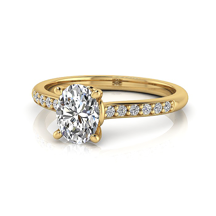 Oval Cut Solitaire Accent Diamond Ring Yellow Gold RSA1 LF