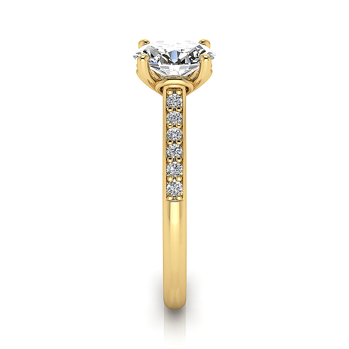 Oval Cut Solitaire Accent Diamond Ring Yellow Gold RSA1 SV