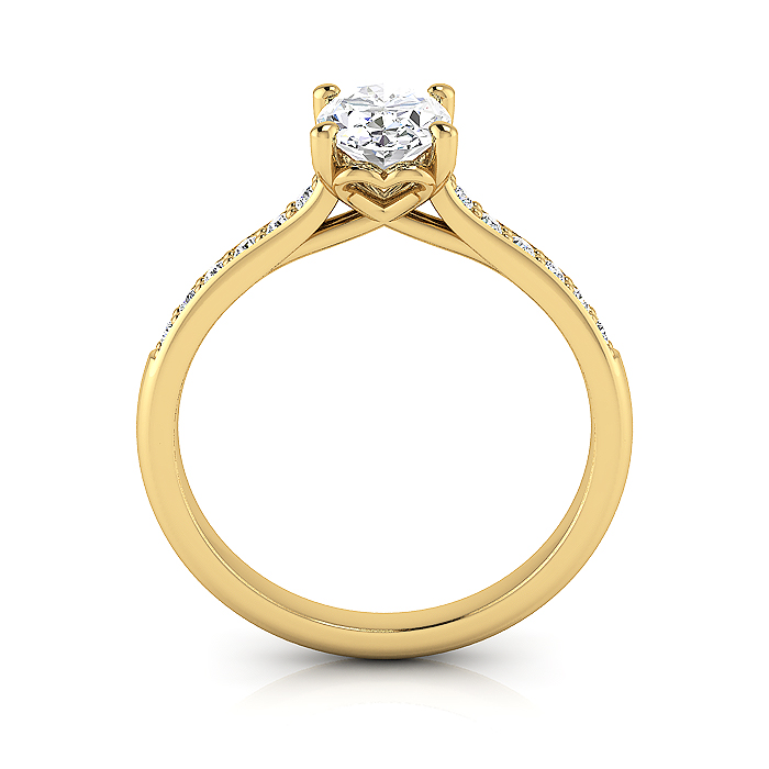Oval Cut Solitaire Accent Diamond Ring Yellow Gold RSA1 TF