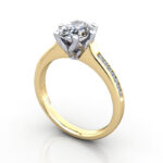 Oval Cut Solitaire Accent Diamond Ring Yellow Gold RSA3 3D