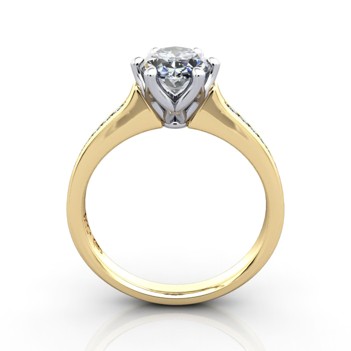 Oval Cut Solitaire Accent Diamond Ring Yellow Gold RSA3 TF