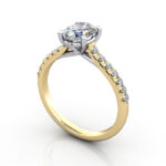 Oval Cut Solitaire Accent Diamond Ring Yellow Gold RSA44 3D