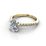 Oval Cut Solitaire Accent Diamond Ring Yellow Gold RSA44 LF