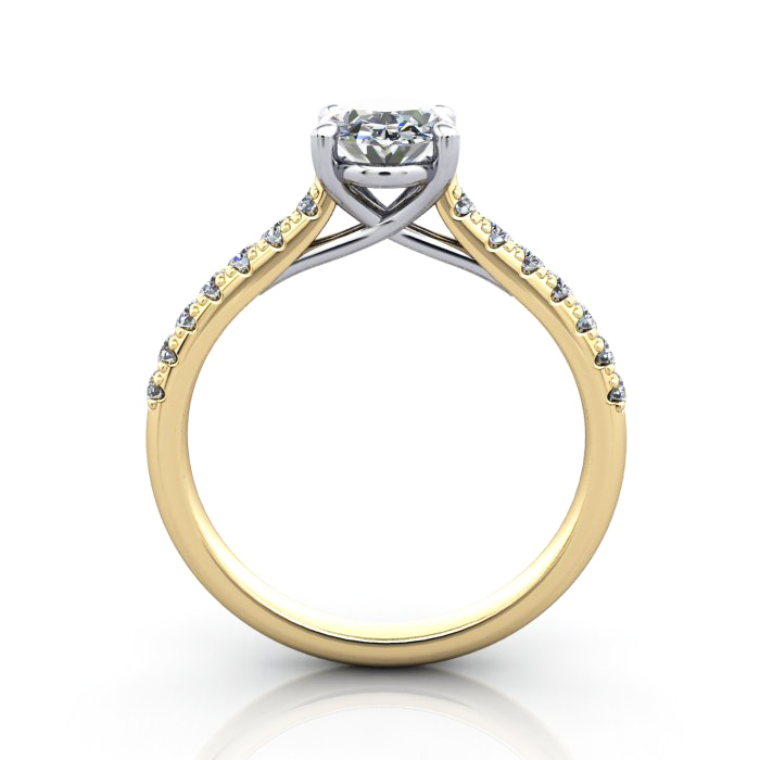 Oval Cut Solitaire Accent Diamond Ring Yellow Gold RSA44 TF