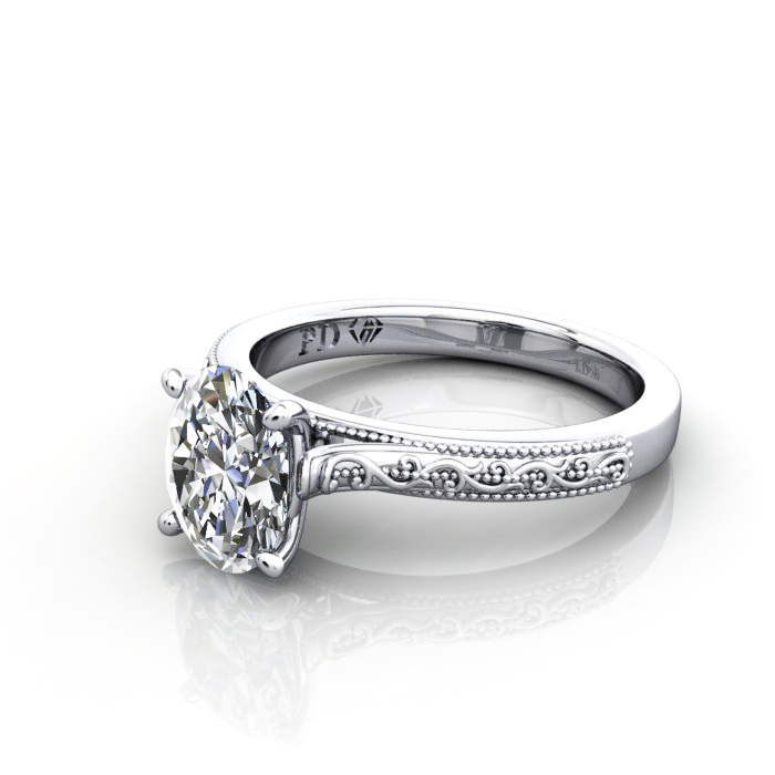 Oval Cut Solitaire Diamond Ring Platinum RS50 LF