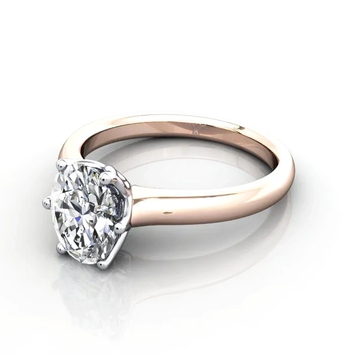 Oval Cut Solitaire Diamond Ring Rose Gold RS19 LF