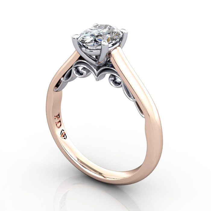 Oval Cut Solitaire Diamond Ring Rose Gold RS35 3D Oval Cut Solitaire Diamond Ring Rose Gold RS35 3D