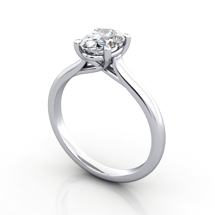 Oval Cut Solitaire Diamond Ring White Gold RS44 3D Oval Cut Solitaire Diamond Ring White Gold RS44 3D