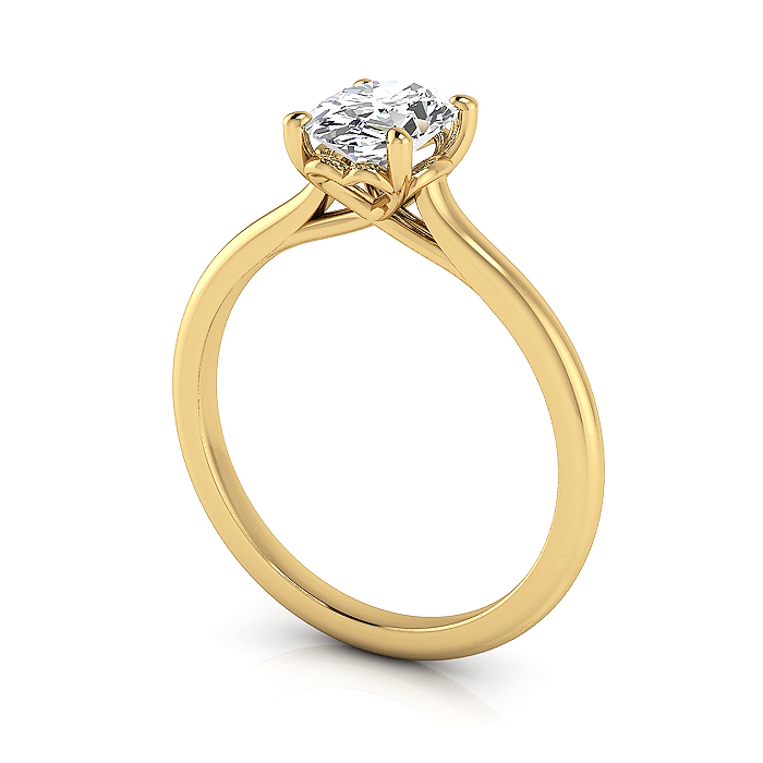 Oval Cut Solitaire Diamond Ring Yellow Gold RS1 3D