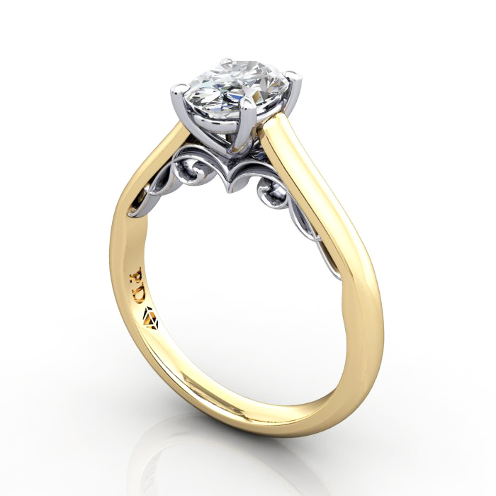 Oval Cut Solitaire Diamond Ring Yellow Gold RS35 3D Oval Cut Solitaire Diamond Ring Yellow Gold RS35 3D