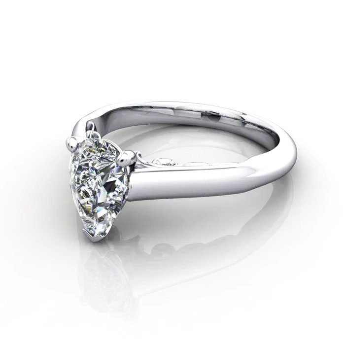 Pear Cut Solitaire Diamond Ring Platinum RS35 LF Pear Cut Solitaire Diamond Ring Platinum RS35 LF