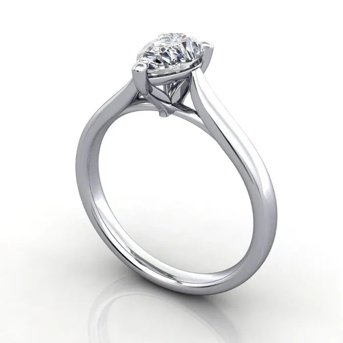 Pear Cut Solitaire Diamond Ring Platinum RS41 3D Pear Cut Solitaire Diamond Ring Platinum RS41 3D