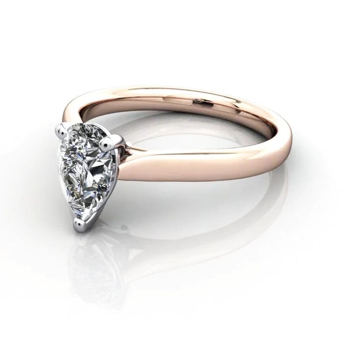 Pear Cut Solitaire Diamond Ring Rose Gold RS41 LF Pear Cut Solitaire Diamond Ring Rose Gold RS41 LF