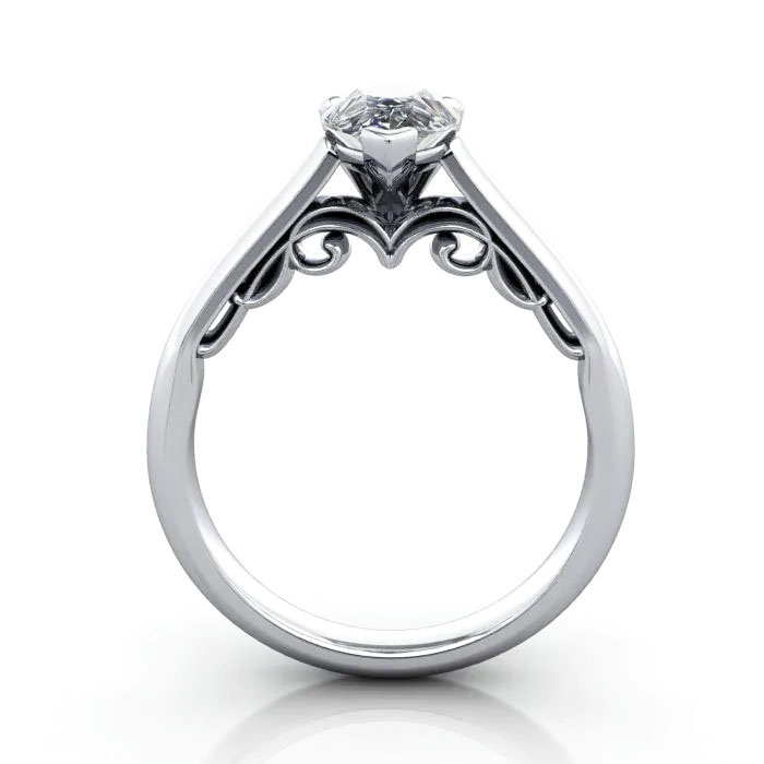 Pear Cut Solitaire Diamond Ring White Gold RS35 TF Pear Cut Solitaire Diamond Ring White Gold RS35 TF