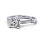 Princess Cut Solitaire Accent Diamond Ring Platinum RSA1 LF