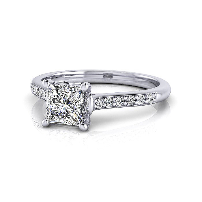 Princess Cut Solitaire Accent Diamond Ring Platinum RSA1 LF
