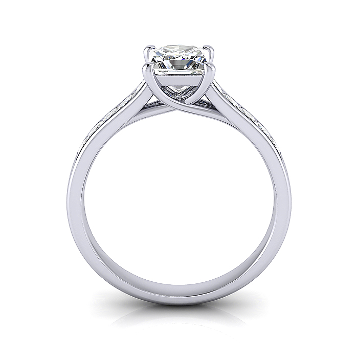 Princess Cut Solitaire Accent Diamond Ring Platinum RSA2 TF