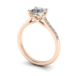Princess Cut Solitaire Accent Diamond Ring Rose Gold RSA1 3D