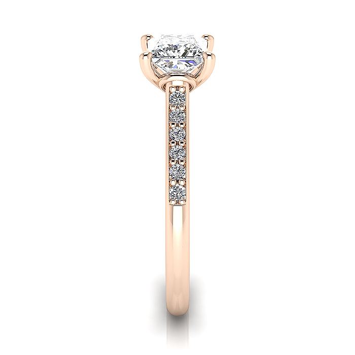 Princess Cut Solitaire Accent Diamond Ring Rose Gold RSA1 SV