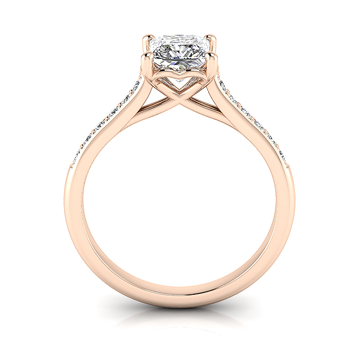 Princess Cut Solitaire Accent Diamond Ring Rose Gold RSA1 TF