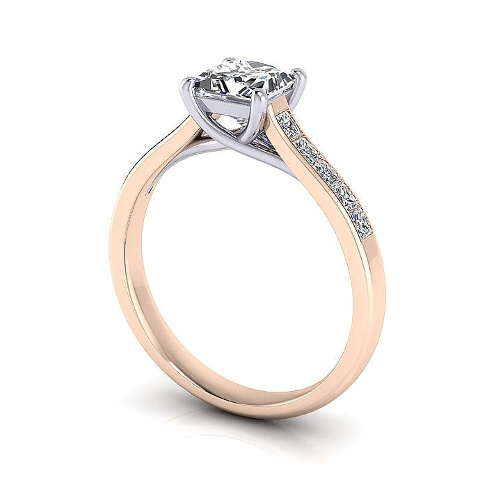 Princess Cut Solitaire Accent Diamond Ring Rose Gold RSA2 3D