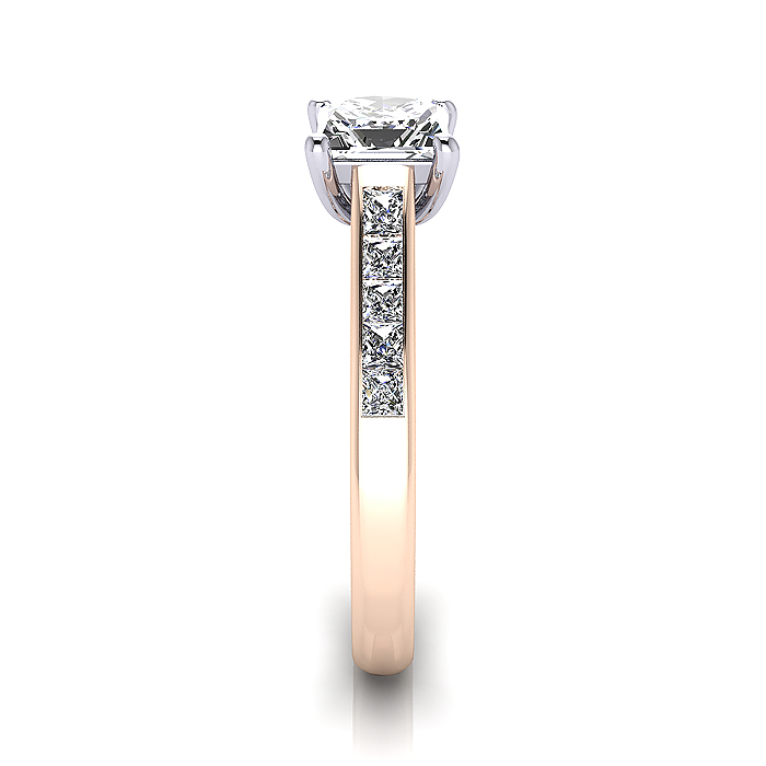 Princess Cut Solitaire Accent Diamond Ring Rose Gold RSA2 SV
