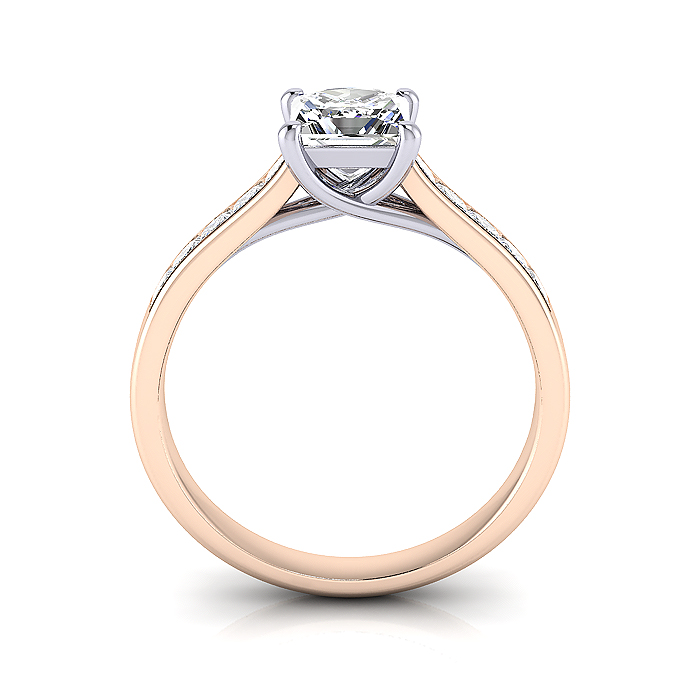 Princess Cut Solitaire Accent Diamond Ring Rose Gold RSA2 TF