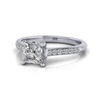 Princess Cut Solitaire Accent Diamond Ring White Gold RSA1 LF