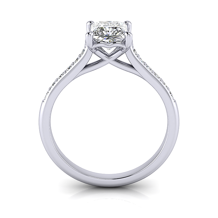 Princess Cut Solitaire Accent Diamond Ring White Gold RSA1 TF
