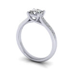 Princess Cut Solitaire Accent Diamond Ring White Gold RSA2 3D
