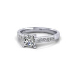 Princess Cut Solitaire Accent Diamond Ring White Gold RSA2 LF