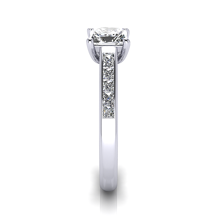 Princess Cut Solitaire Accent Diamond Ring White Gold RSA2 SV