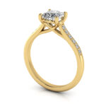 Princess Cut Solitaire Accent Diamond Ring Yellow Gold RSA1 3D
