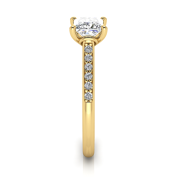 Princess Cut Solitaire Accent Diamond Ring Yellow Gold RSA1 SV