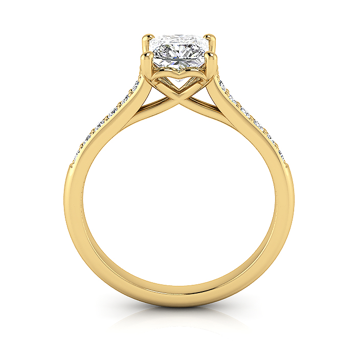 Princess Cut Solitaire Accent Diamond Ring Yellow Gold RSA1 TF