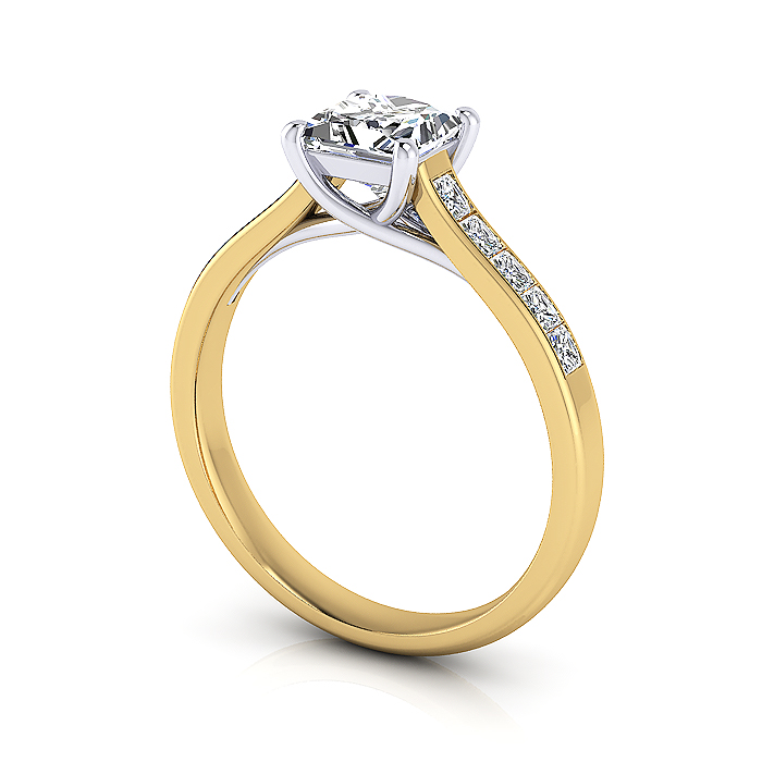 Princess Cut Solitaire Accent Diamond Ring Yellow Gold RSA2 3D