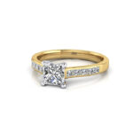 Princess Cut Solitaire Accent Diamond Ring Yellow Gold RSA2 LF