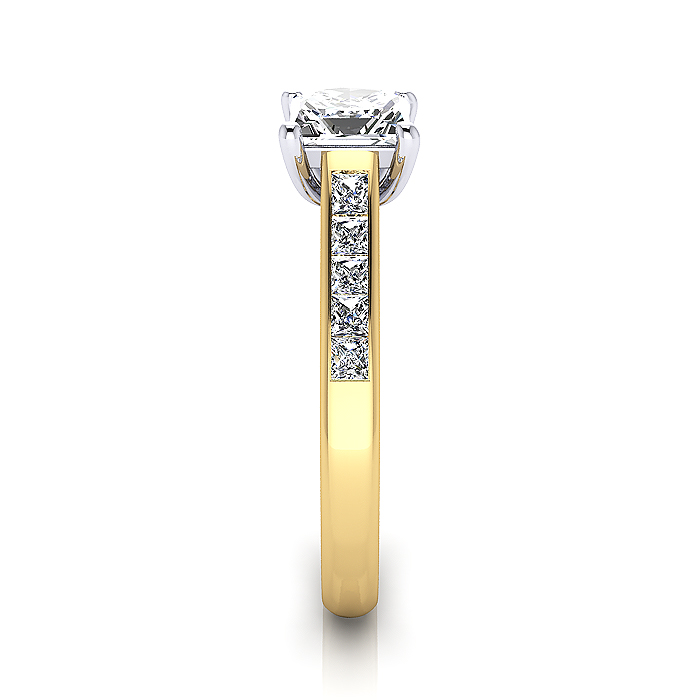 Princess Cut Solitaire Accent Diamond Ring Yellow Gold RSA2 SV