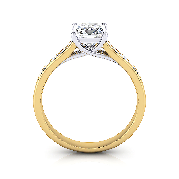 Princess Cut Solitaire Accent Diamond Ring Yellow Gold RSA2 TF