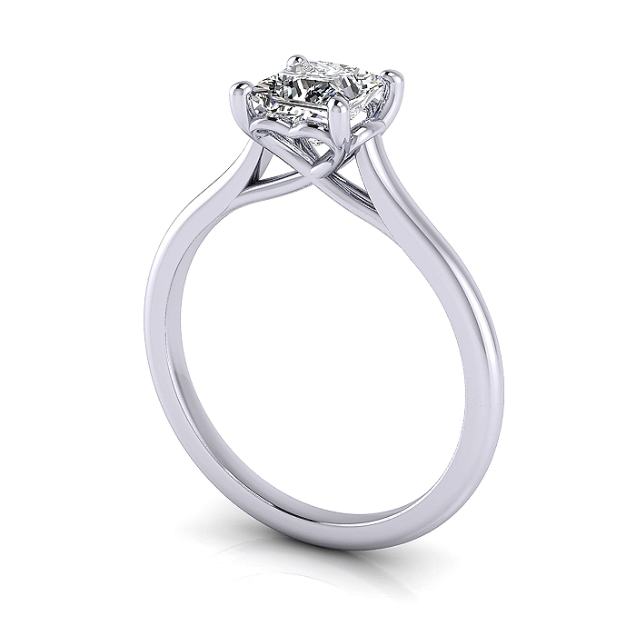 Princess Cut Solitaire Diamond Ring Platinum RS1 3D Princess Cut Solitaire Diamond Ring Platinum RS1 3D