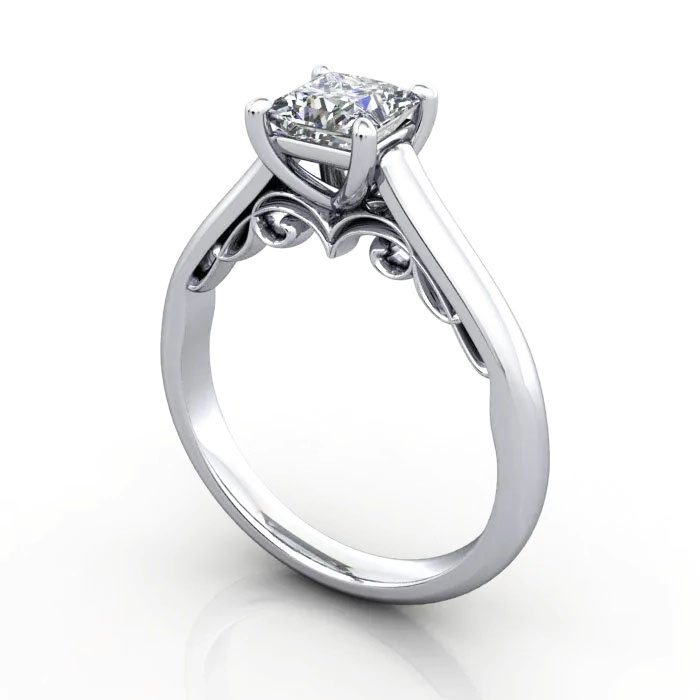 Princess Cut Solitaire Diamond Ring Platinum RS35 3D Princess Cut Solitaire Diamond Ring Platinum RS35 3D