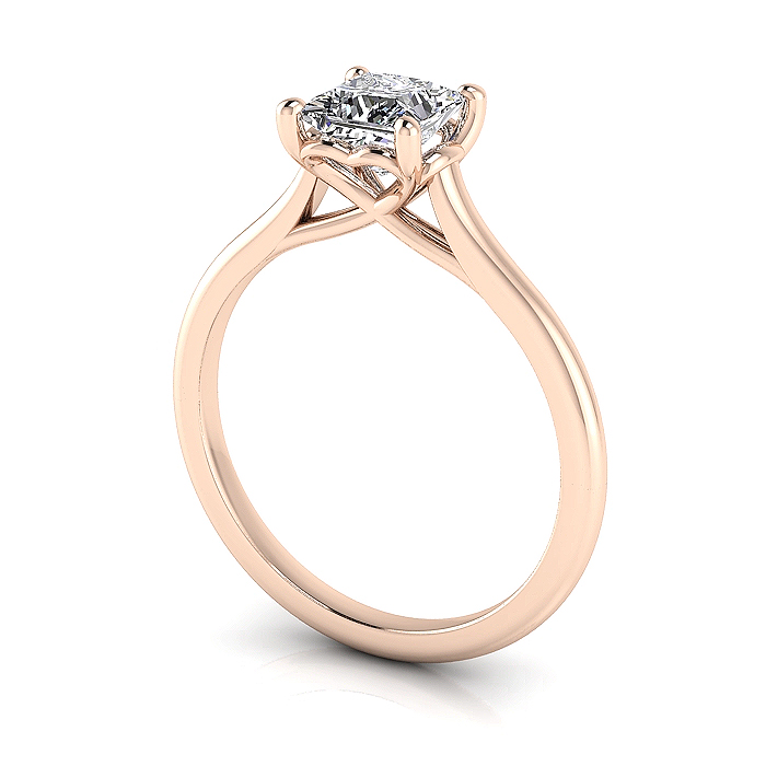 Princess Cut Solitaire Diamond Ring Rose Gold RS1 3D Princess Cut Solitaire Diamond Ring Rose Gold RS1 3D
